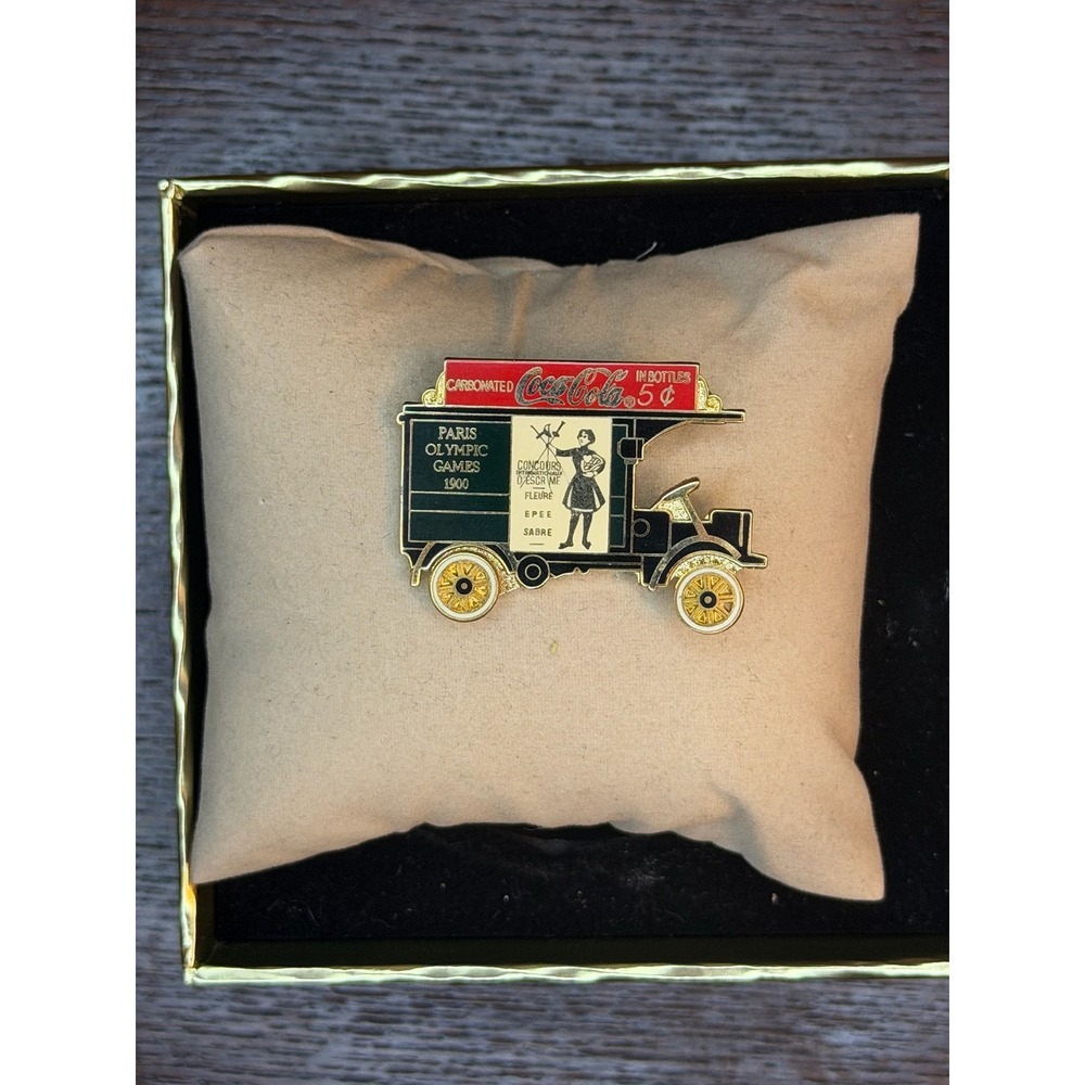 Coca-Cola Paris Olympic Games 1900 Delivery Truck Enamel Lapel Pin Collectible